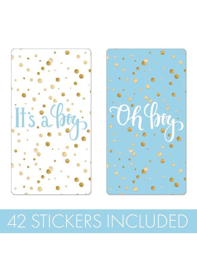 DISTINCTIVS Blue and Gold It's a Boy Baby Shower Mini Candy Bar Wrappers - 45 Stickers - Image 5