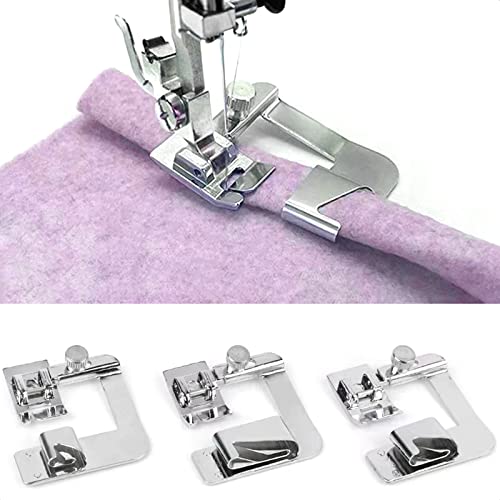 TISEKER 3 Sizes Wide Rolled Hem Pressure Foot Sewing Machine Presser Foot Hemmer Foot Set 1/2 Inch, 3/4 Inch, 1 Inch for Brother Singer and Other Low Shank Sewing Machine - Image 1