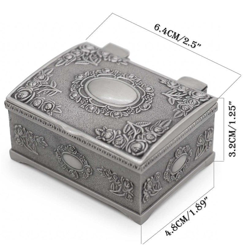 AVESON Small Rectangle Vintage Metal Jewelry Box Trinket Gift Box Chest Ring Case for Girls Ladies Women - Image 4