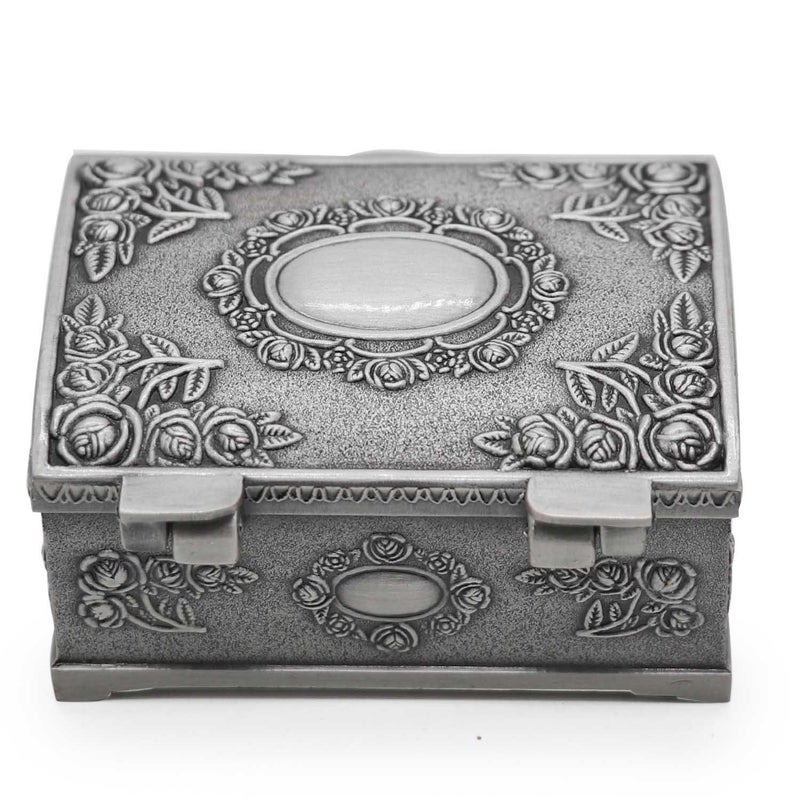 AVESON Small Rectangle Vintage Metal Jewelry Box Trinket Gift Box Chest Ring Case for Girls Ladies Women - Image 3