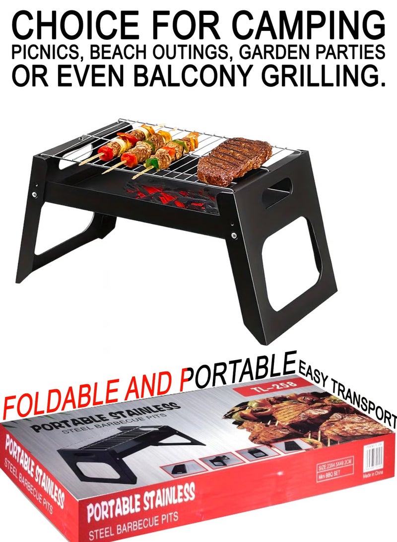 توشيونيكس شواية فحم قابلة للطي - حامل شواء محمول من الفولاذ المقاوم للصدأ مع مروحة يدوية للشواء | سهلة الحمل، آمنة على الطعام، مقاومة للصدأ، سهلة التنظيف | مثالية للتخييم والنزهات والحدائق والشاطئ وحفلات الشواء الخارجية - Image 5
