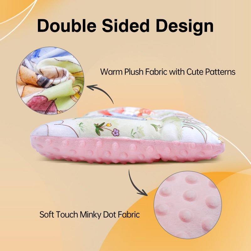 Reidio 1Pcs Toddler Pillow Double Sided Warm Plush & Minky Dot Fabric Kids Pillow Cute Small Pillow Machine Washable (#W-Ocean Blue) - Image 3