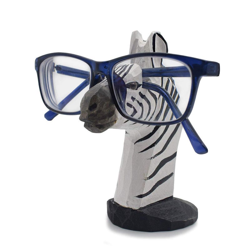 VIPbuy Hand Carved Wood Eyeglasses Spectacle Sunglasses Holder Stand Animal Shaped Home Office Desk Dcor Zebra