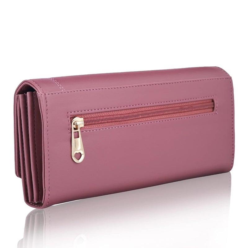 ALSU Faux Leather Women's Wallet Hand Clutch | Phone Pocket | 4 Card Pockets (Peach) - Image 3