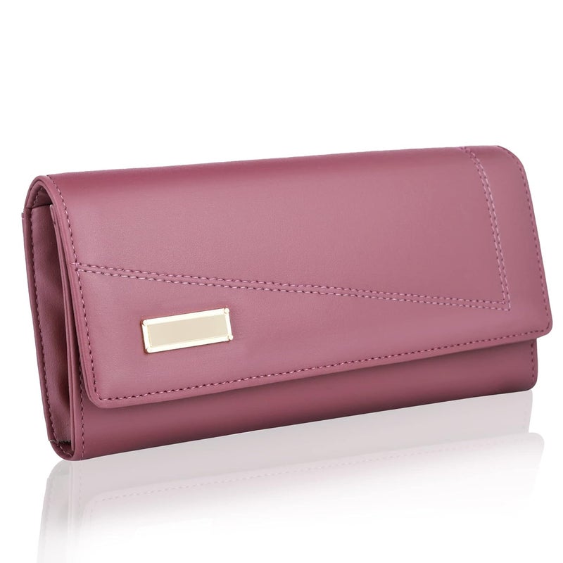 ALSU Faux Leather Women's Wallet Hand Clutch | Phone Pocket | 4 Card Pockets (Peach) - Image 1