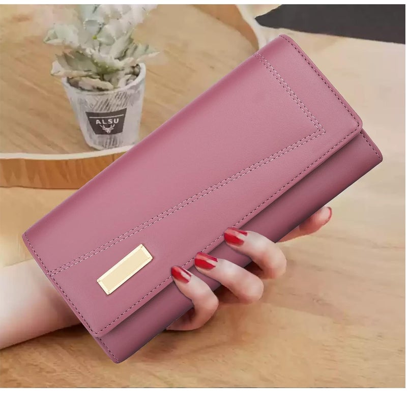 ALSU Faux Leather Women's Wallet Hand Clutch | Phone Pocket | 4 Card Pockets (Peach) - Image 2