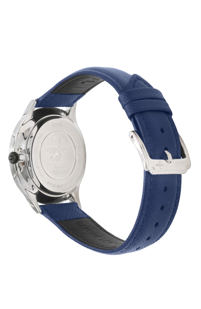 JOVIAL 5229 GBLQ54E Men's Leather Strap Watch,Blue Dial, Water Resistant, Analog, 40MM - Image 3