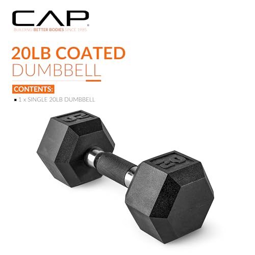 CAP Barbell Coated Dumbbell Weights with Padded Grip, Single, 20 LBS - Image 2