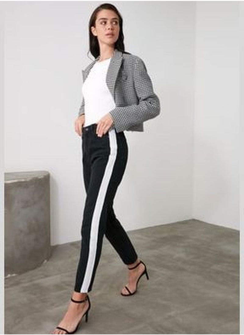 trendyol Black High Waist Mom Jeans with Side Stripes TWOAW21JE0719  - Image 1