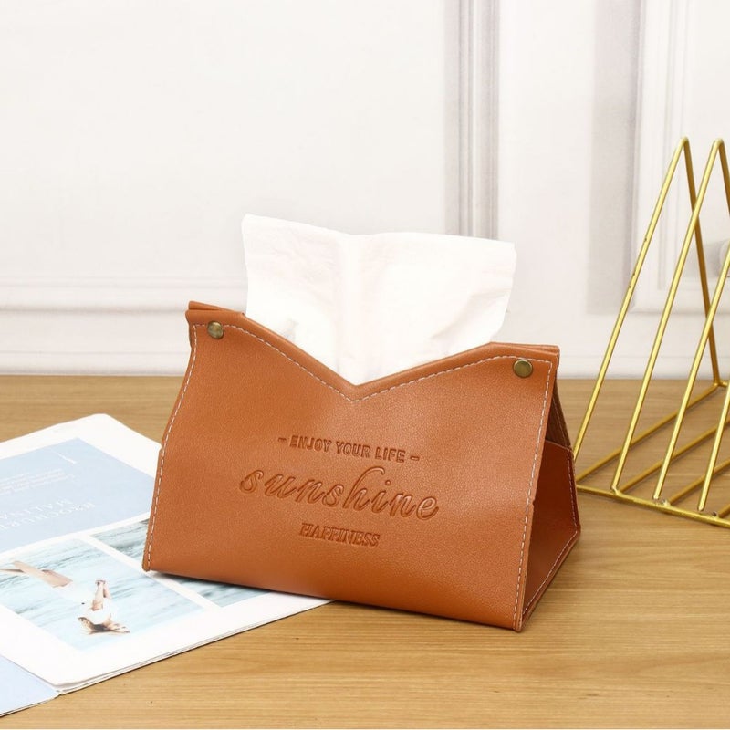 Generic Wholesale Leather Tissue Box Home Hotel Bedroom Creative Fashion Printed Brown 