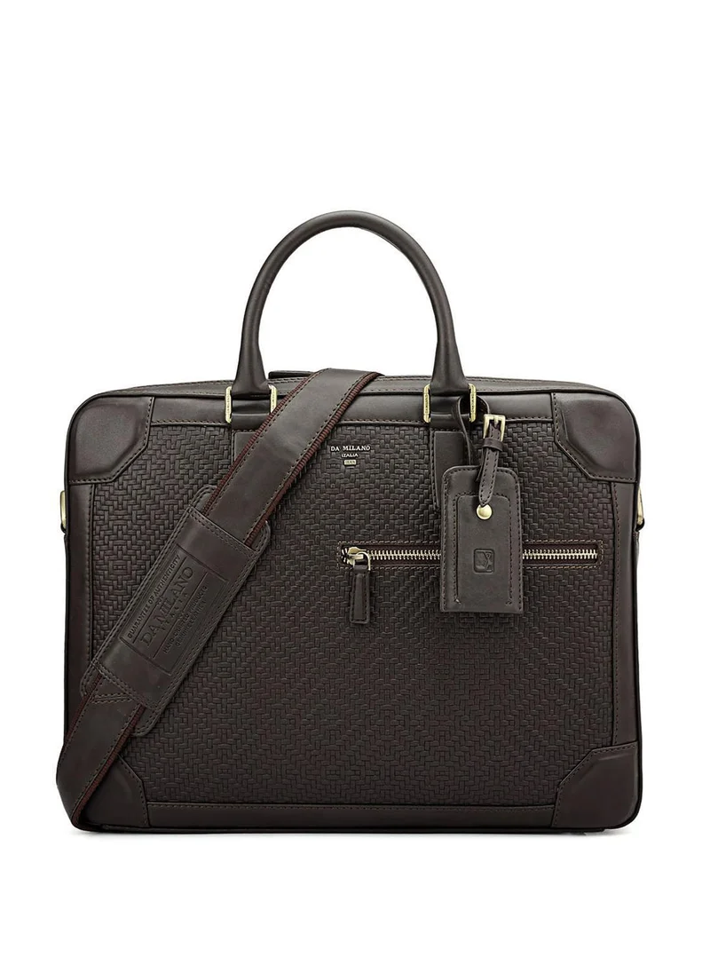 Da Milano Da Milano Embossed Leather Laptop Bag - Brown (CB-10121)