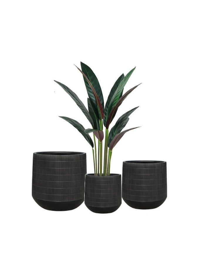 DRAMA HOME Fiber Plant Pot Set – Modern Design with Multiple Sizes for Artificial and Natural Plants  - Image 1