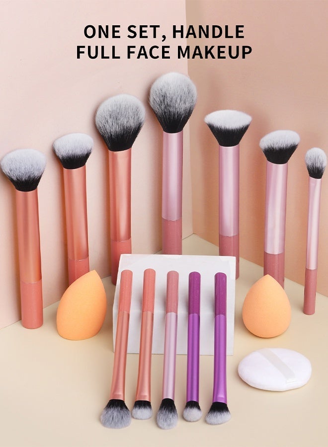 المديرية العامة للشئون الصحية والطبية مجموعة فرش مكياج DGSENPI من 15 قطعة، 12 فرشاة مكياج متعددة الاستخدامات مع إسفنجتين مكياج وإسفنجة مكياج واحدة، كريم أساس وأحمر خدود وخافي عيوب وتظليل وفرشاة عيون، للمبتدئين والمحترفين - Image 4