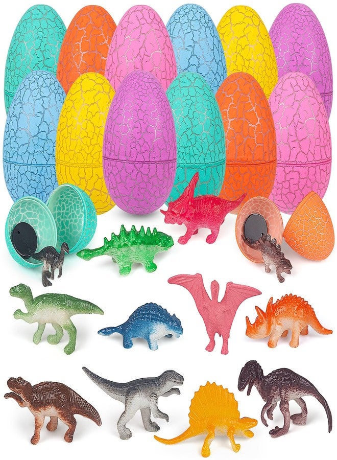Maliyscent Easter Eggs Filled with Dinosaur Toys Fillers Plastic Surprise Eggs Easter Basket Stuffers Party Favors for Kids Boys Girls Toddlers 12 Pack - Image 1