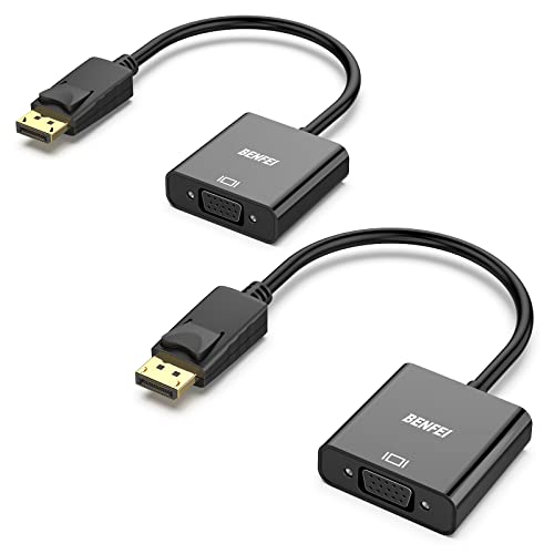 BENFEI DisplayPort to VGA 2 Pack,Gold-Plated Uni-Directional DP Computer to VGA Screen Adapter 1080P (Male to Female) Compatible for Lenovo, Dell, HP, ASUS - Image 1