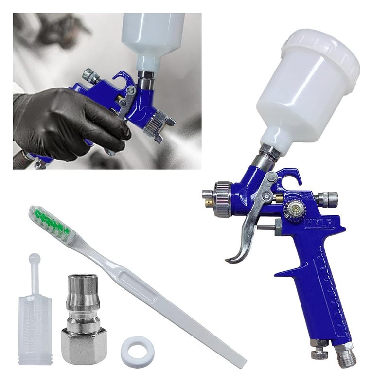 BDZMC Mini HVLP Touch Up Spray Gun with 1 mm Nozzle 125 cc Cup Gravity Feed Air Paint Sprayer Spot Repair Spray Paint Gun for Car Furniture Painting Auto Primer Wall Painting 10 - Image 3