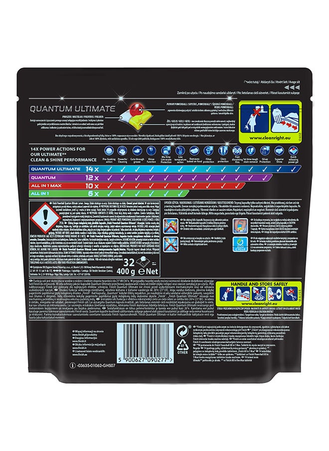 Finish - Lemon Sparkle Powerball Quantum Ultimate Dishwasher Detergent 32 Tablets Pack of 3 - Image 1