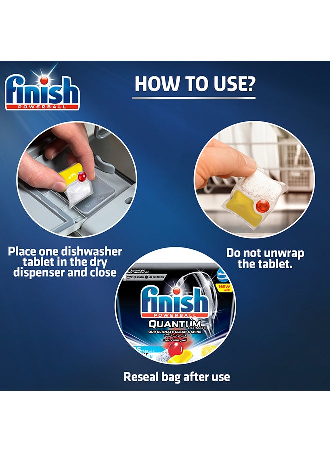 Finish - Lemon Sparkle Powerball Quantum Ultimate Dishwasher Detergent 32 Tablets Pack of 3 - Image 1