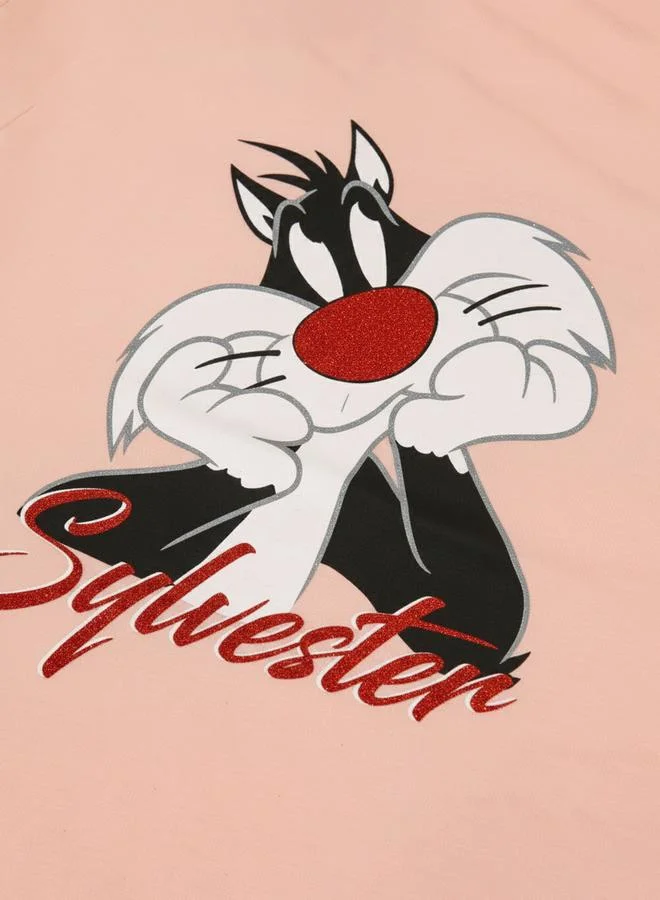 Looney Tunes Graphic Print Round Neck Fashion T-shirt