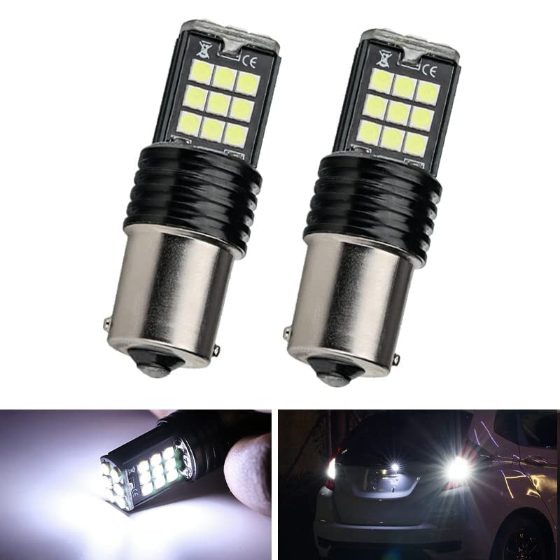 Automaze 1156 BA15S 180 Degree P21W Led Turn Signal Bulb, Front Rear Backup Light, Canbus Error Free, 3030 Chipset 24 SMD (Pack of 2, White) - Image 3