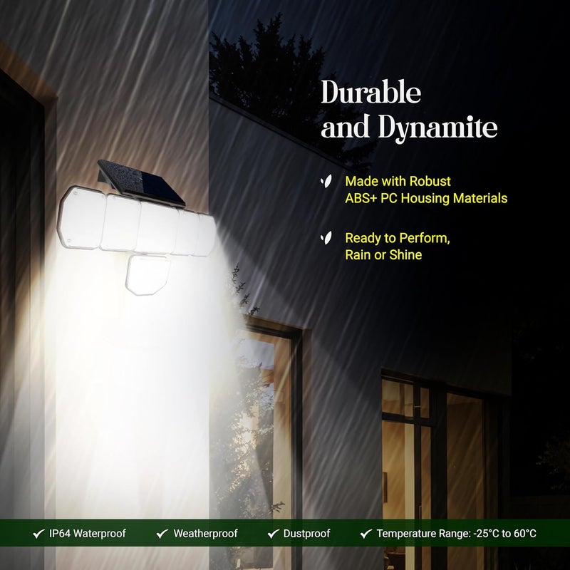 Dylect Eco Solar Security Light Outdoor for 12Hr Runtime 6 x Movable Panel Ultra Bright with Advanced Motion Sensor IP64 Waterproof Solar Light for Parking Garden Shop Home Warm Cool White - Image 3