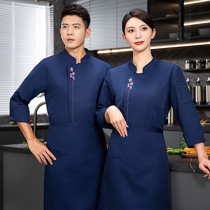 Chef Work Clothes Long Sleeve Men'S And Women'S Dining Chef Clothes Printed Embroidered Back Kitchen Chef Clothes - Image 5