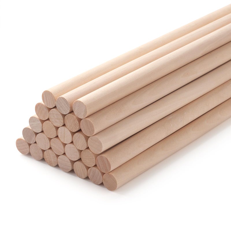 Wood Dowels Wooden Dowel Rods for Crafts 25PCS 12 x 18 Round Macrame Wooden Sticks for Crafting Unfinished Hardwood Sticks for Arts and DIYers Tiered Cake Support and Wedding Ribbon Wands