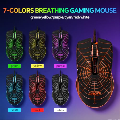 CHONCHOW Gaming Keyboard Mouse Mousepad and Headset with mic Combo All in One USB Wired RGB Backlit Rainbow Side Button Gamer Bundle Set Compatible with PC Windows Xbox one PS4 PS5(Black) - Image 5