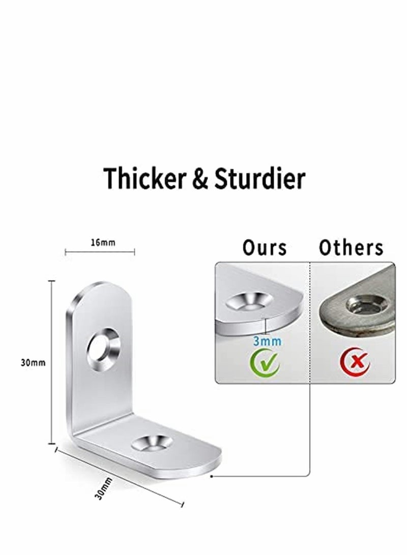 Heavy Duty 30mm L Brackets Right Angle Brackets for Wood Shelves and Furniture 10 Pack with Screws Ideal for DIY Projects - Image 3