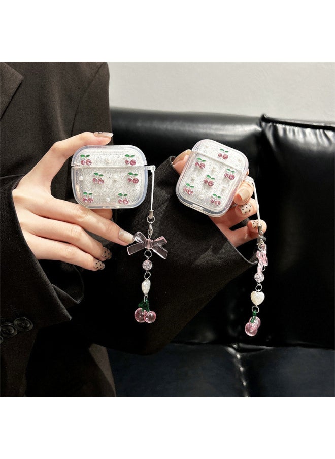 ماركة غير محددة - Ins الكورية بريق الكرز اللؤلؤ تطبيق Airpods حالة وقائية 2 لآبل اللاسلكية بلوتوث 3 الجيل Pro2 سماعة حالة - اللون: بريق الكرز اللؤلؤ غطاء سماعة الرأس + قلادة - نماذج قابلة للتطبيق: Airpods 3rd Generation - Image 1