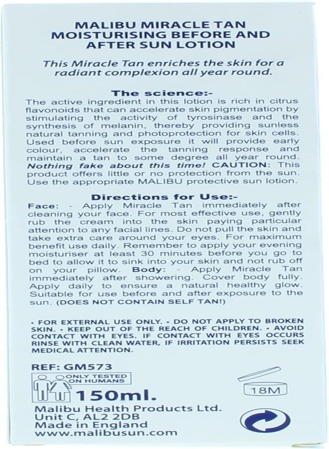 Malibu لوشن مالibu المعجزة لتوسيع التان - لوشن بعد الشمس ومُعزز برونزي عميق، مرطب للجسم مع الألوة فيرا وفيتامين E، يعزز الميلانين، ضروري لعطلة الصيف، مصنوع في المملكة المتحدة، 5 أونصة سائلة - Image 2