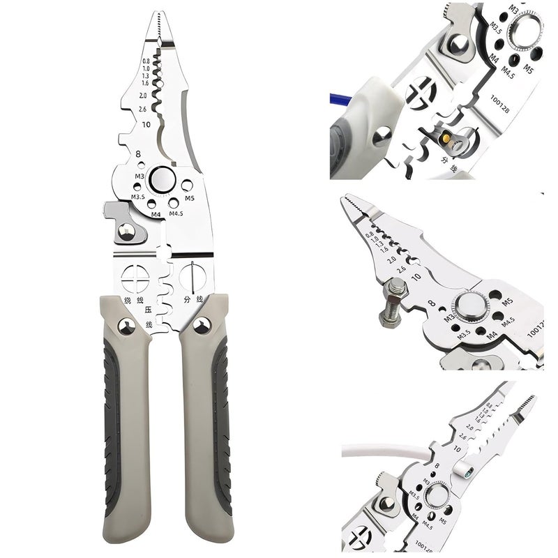 Zaptec Zaptec Wire Stripper MultiFunction Plier Crimping Tool Winder Electrical Wire Cutter Wire Strippers Cable Stripper Needle Nose Pliers Hand Tool Comfortable Rubber Grip  - Image 1
