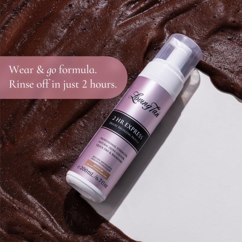 Loving Tan موس التسمير الذاتي Loving Tan 2 HR Express، متوسط - خالي من الخطوط، طبيعي، جودة احترافية - 5+ تطبيقات من التسمير الذاتي بدون شمس لكل زجاجة، خالي من القسوة، DHA مشتق طبيعياً - 4 FL أونصات - Image 5