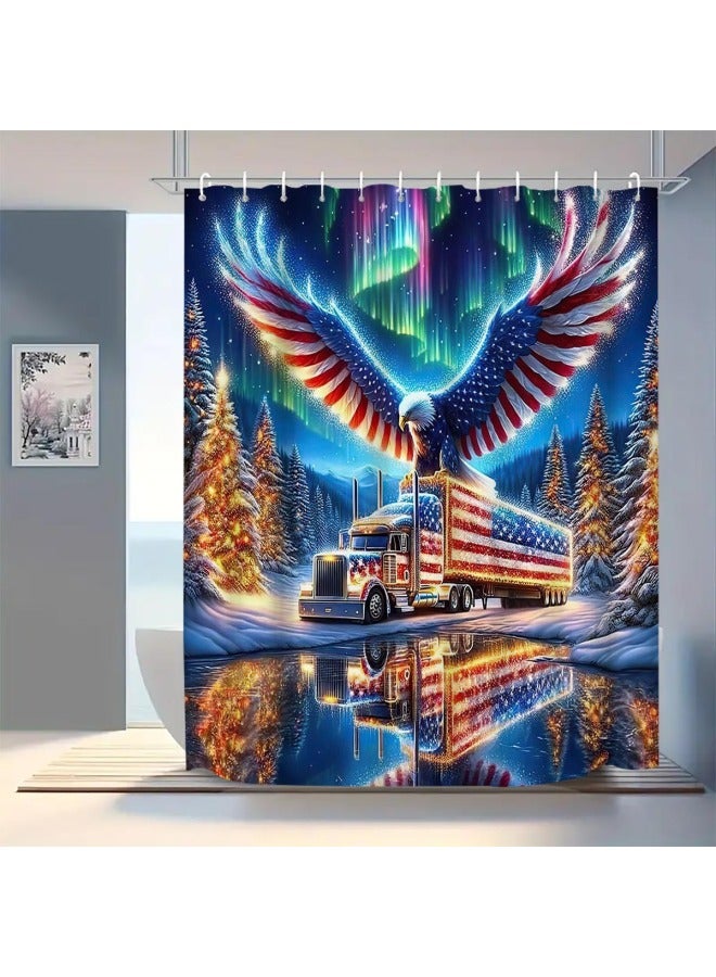 Plaid Waterproof Shower Curtain, Mildew-proof Bathroom Toilet Shower Parion Curtain