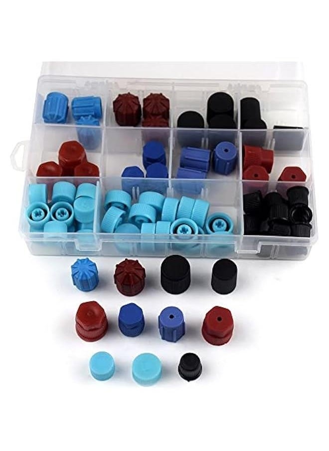 77PCs Car Auto R134a AC A/C System Valve Core Dust Caps Set Air Seal Air Conditioning Valve Replacement Caps