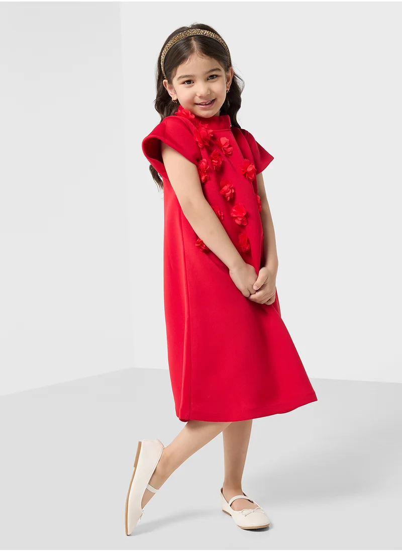 ليتل جولدن ابل Little Short Sleeves With Flower Dress