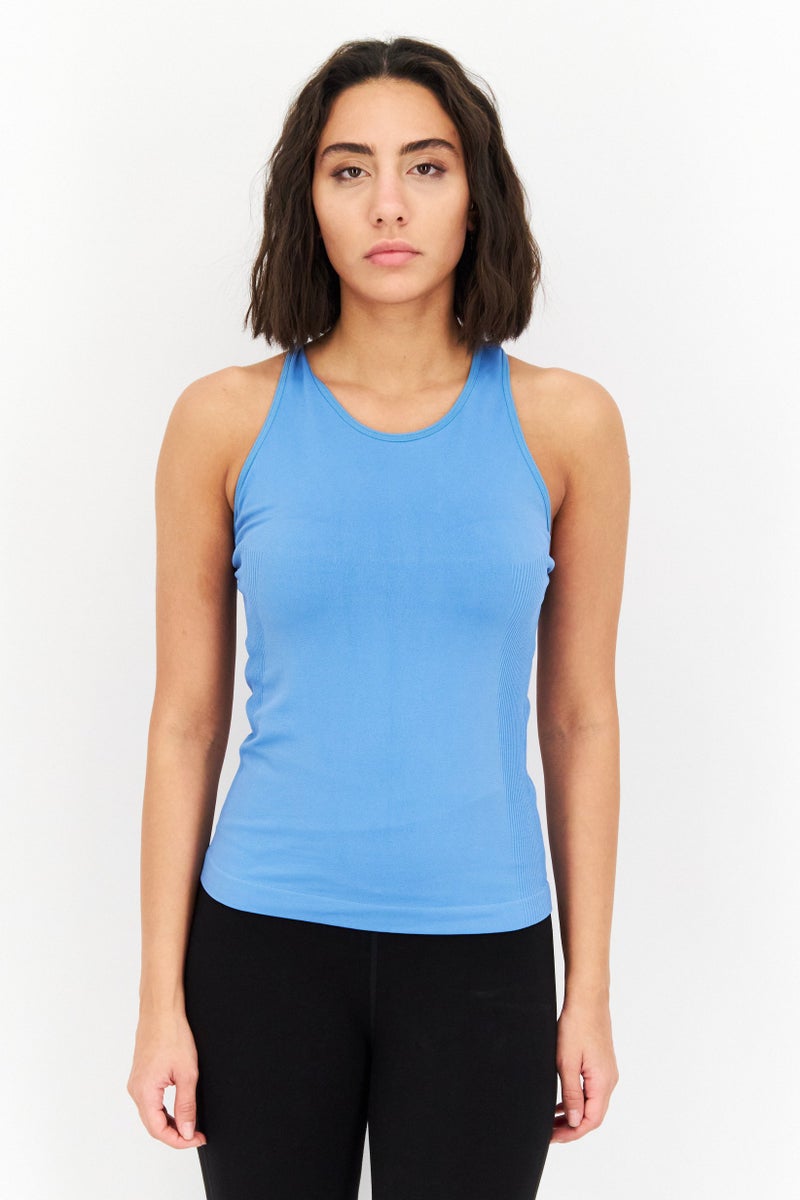 Ellesse Women Scoop Neck Plain Tank Top, Blue - Image 1