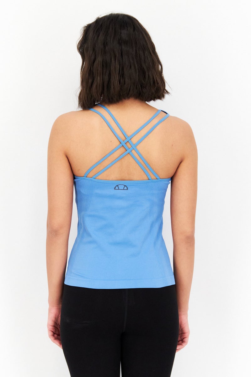 Ellesse Women Scoop Neck Plain Tank Top, Blue - Image 4