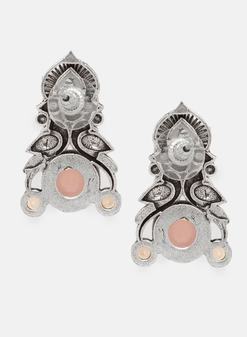 Priyaasi Contemporary Crystals Oxidised Drop Earrings