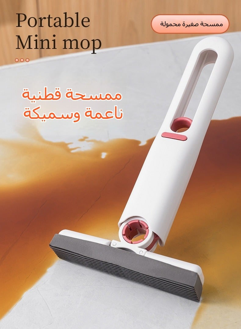 ممسحة صغيرة لسطح المكتب، ممسحة إسفنجية قابلة للغسل بدون استخدام اليدين، لتنظيف المطبخ والحمام والحوض، امتصاص المياه، سهل الاستخدام  - Image 4