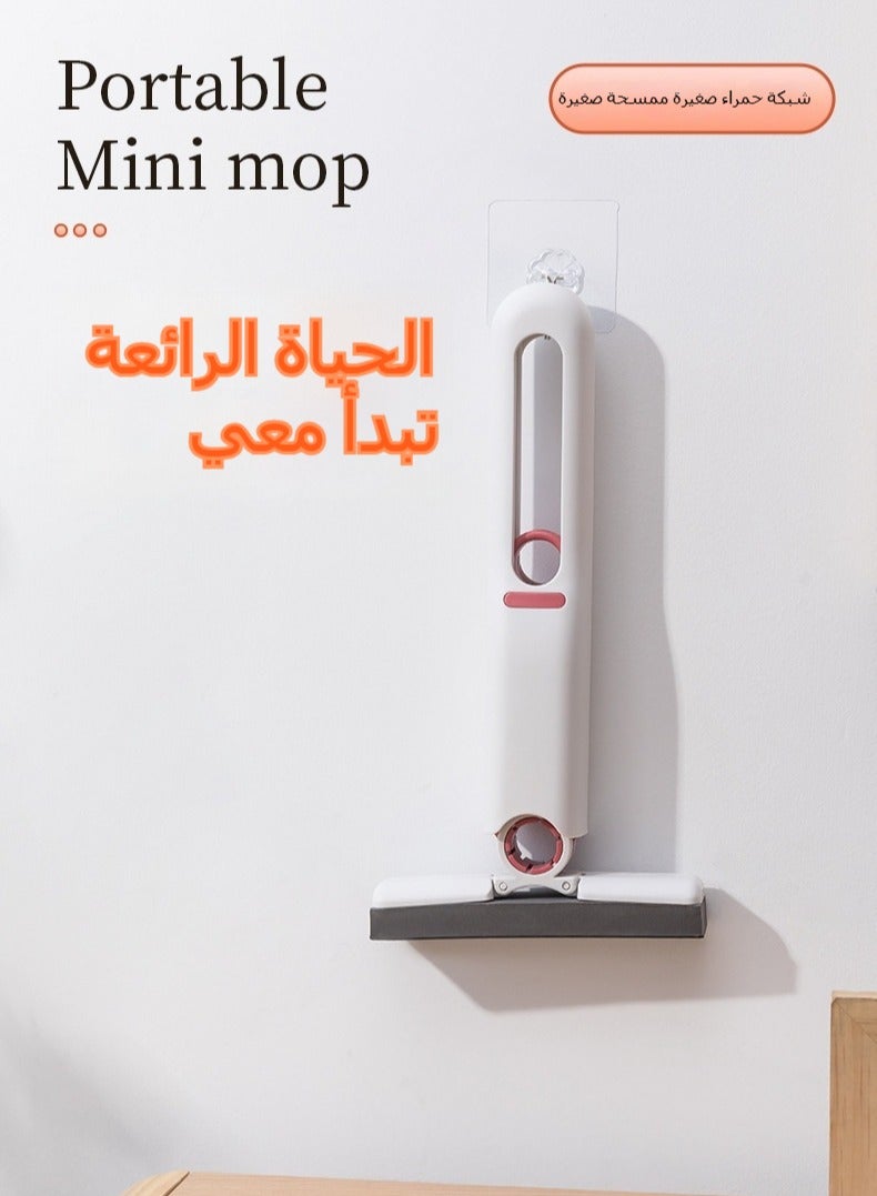 ممسحة صغيرة لسطح المكتب، ممسحة إسفنجية قابلة للغسل بدون استخدام اليدين، لتنظيف المطبخ والحمام والحوض، امتصاص المياه، سهل الاستخدام  - Image 5