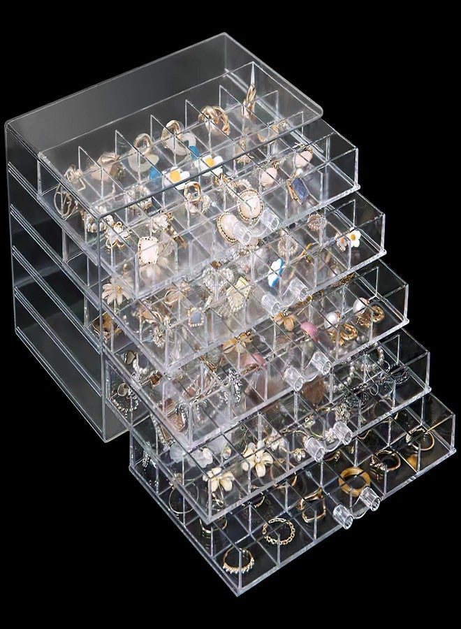 Homaisson Earring Storage Box Organizer, Acrylic Jewelry Storage Box Holder with 5 Drawers, Transparent Jewelry Display Stand with 120 Small Compartments, Earring Gift Box for Women - Image 1