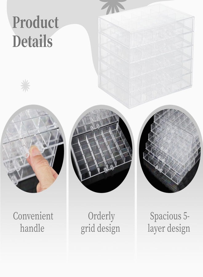 Homaisson Earring Storage Box Organizer, Acrylic Jewelry Storage Box Holder with 5 Drawers, Transparent Jewelry Display Stand with 120 Small Compartments, Earring Gift Box for Women - Image 4
