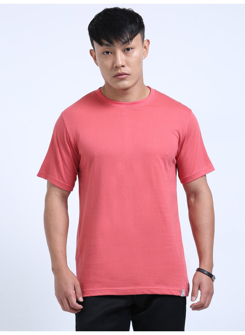 DUJE Men's Daily Wear T-Shirt | Peach |100% Combed Cotton | Breathable Bio-Wash Fabric | Sweat-Absorbing, Anti-Bacterial & Odour-Free - Image 2