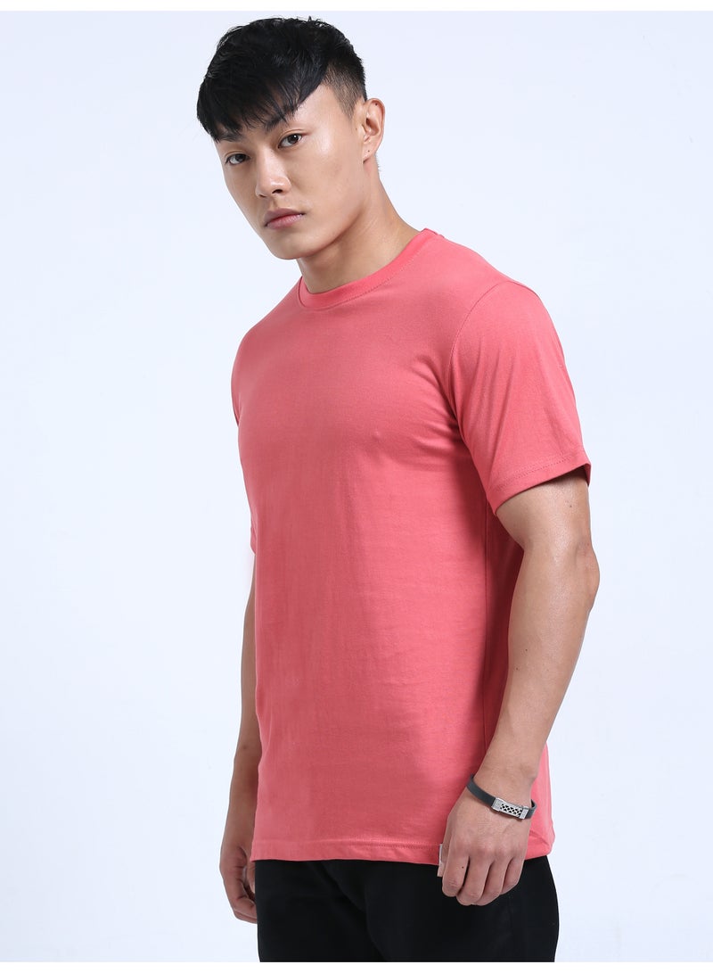 DUJE Men's Daily Wear T-Shirt | Peach |100% Combed Cotton | Breathable Bio-Wash Fabric | Sweat-Absorbing, Anti-Bacterial & Odour-Free - Image 3