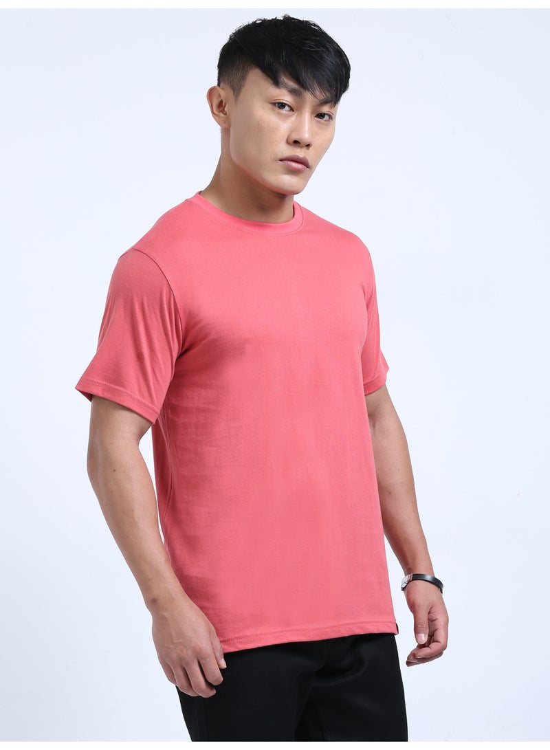 DUJE Men's Daily Wear T-Shirt | Peach |100% Combed Cotton | Breathable Bio-Wash Fabric | Sweat-Absorbing, Anti-Bacterial & Odour-Free - Image 4