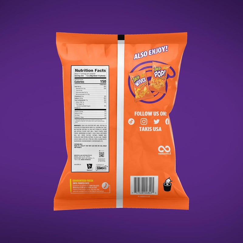Taki's تاكيس ناتشو المكثف 17 أونصة كيس حجم فييستا - رقائق التورتيلا الملفوفة بنكهة الجبنة غير الحارة - Image 2