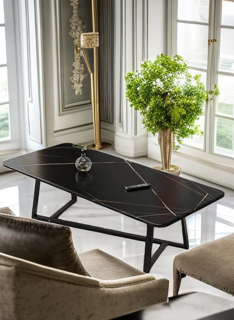 VUCATIN Coffee Table Desk Light Luxury Creative Tea Table Rectangular Tea Table Steel Frame Legs Stylish Large Desktop Coffee Table Stable Load-bearing (Black) - Image 5