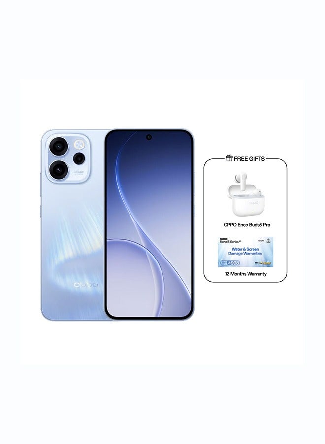 OPPO Reno 15F 5G Dual SIM Aurora Blue 12GB RAM 256GB with Gift  OPPO Enco Buds 3 pro - Middle East Version - Image 1