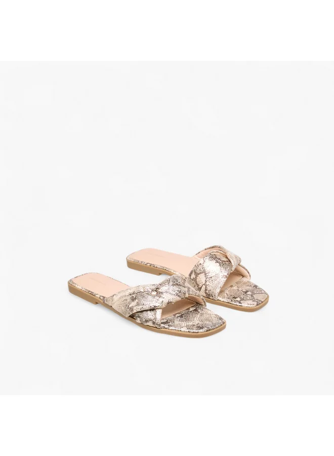 Flora Bella By Shoexpress Women Solid Knot Detail Slip-On Flat Sandals